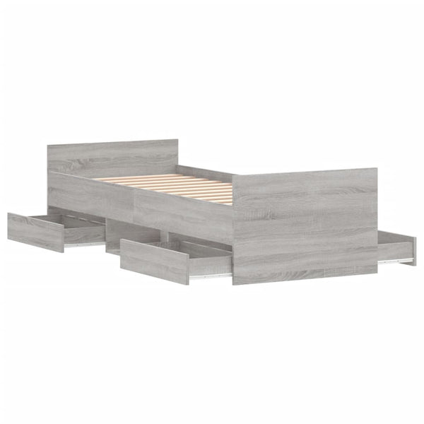 Sängynrunko päädyillä harmaa Sonoma 75x190 cm