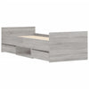 Sängynrunko päädyillä harmaa Sonoma 75x190 cm