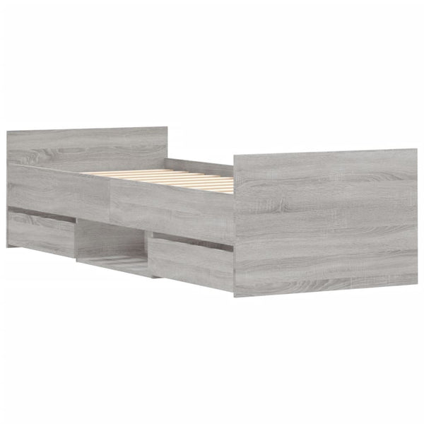 Sängynrunko päädyillä harmaa Sonoma 75x190 cm