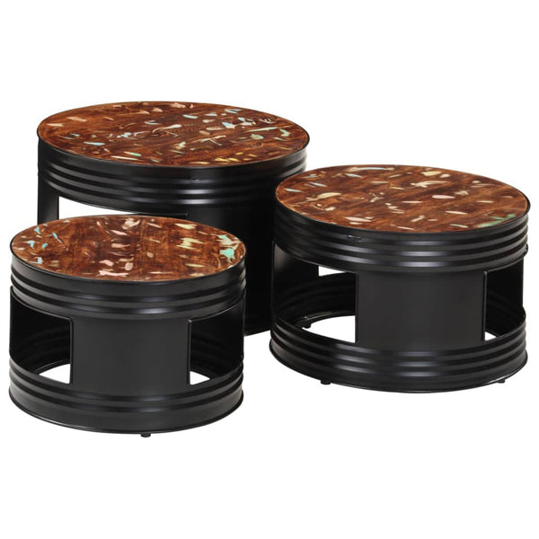 Baaripöydät rumputyyli 3 kpl kierrätetty täyspuu