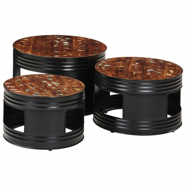 Baaripöydät rumputyyli 3 kpl kierrätetty täyspuu