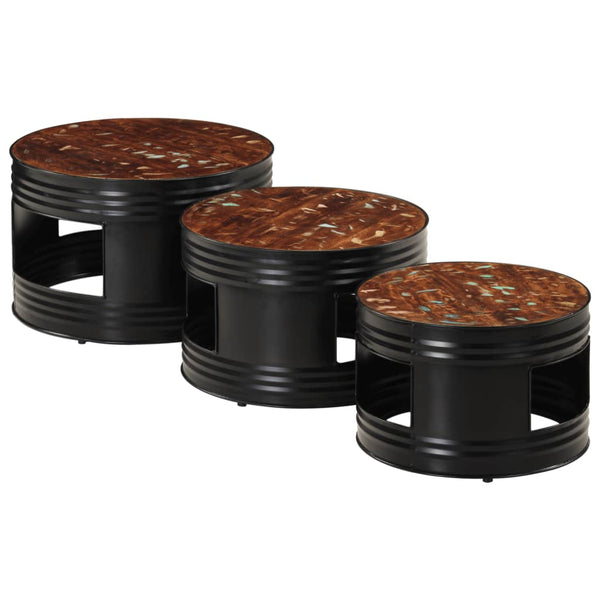 Baaripöydät rumputyyli 3 kpl kierrätetty täyspuu