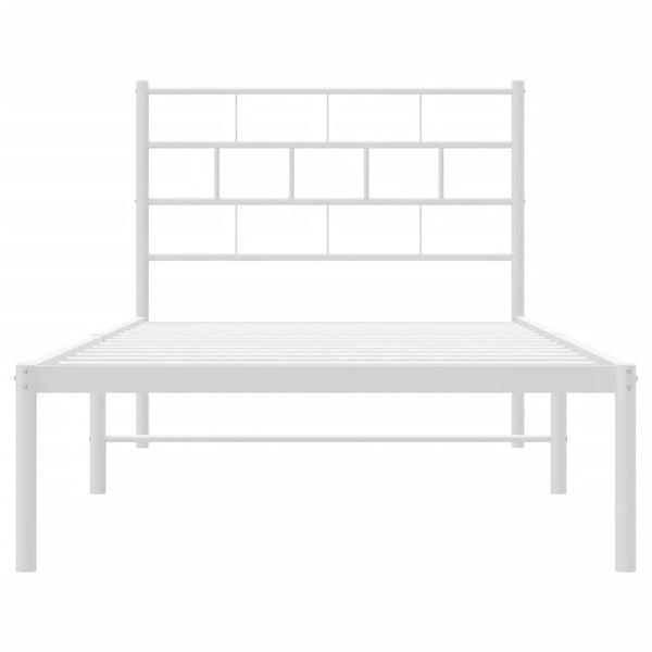 Metallinen sängynrunko päädyllä valkoinen 100x200 cm