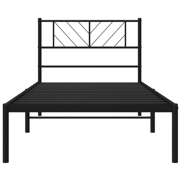 Musta metallinen sängynrunko päädyllä Marcos 80x200cm