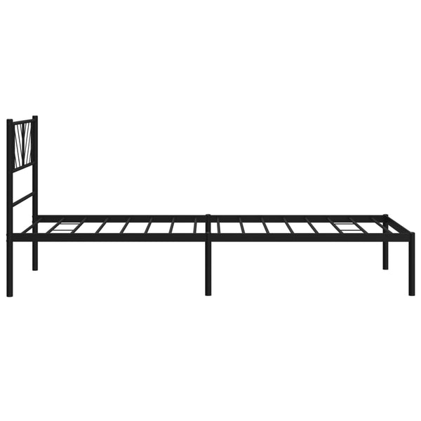 Musta metallinen sängynrunko päädyllä Marcos 80x200cm