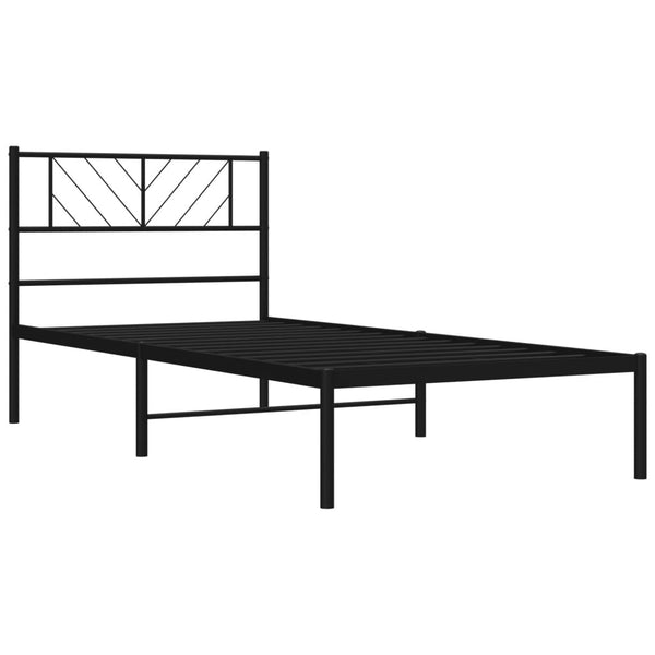 Musta metallinen sängynrunko päädyllä Marcos 90x200cm