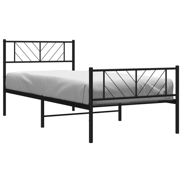 Musta metallinen sängynrunko päädyillä Marcos 90x200cm