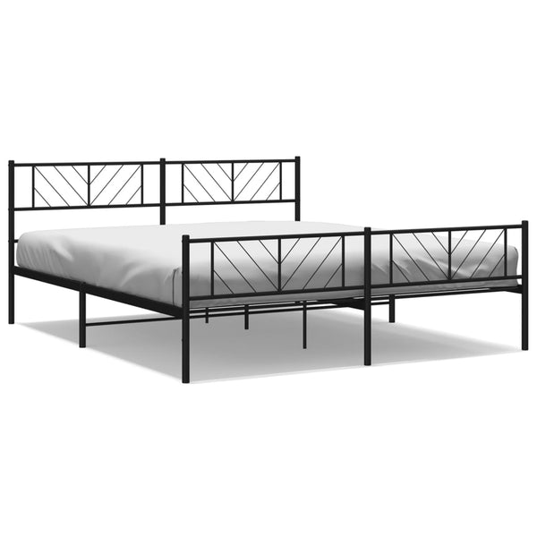 Musta metallinen sängynrunko päädyillä Marcos 200x200cm