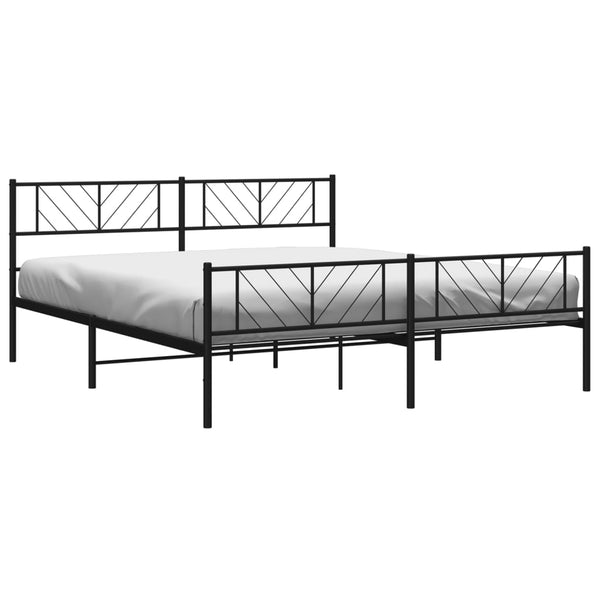 Musta metallinen sängynrunko päädyillä Marcos 200x200cm