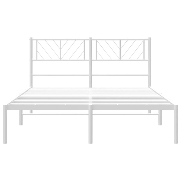 Metallinen sängynrunko päädyllä valkoinen 150x200 cm