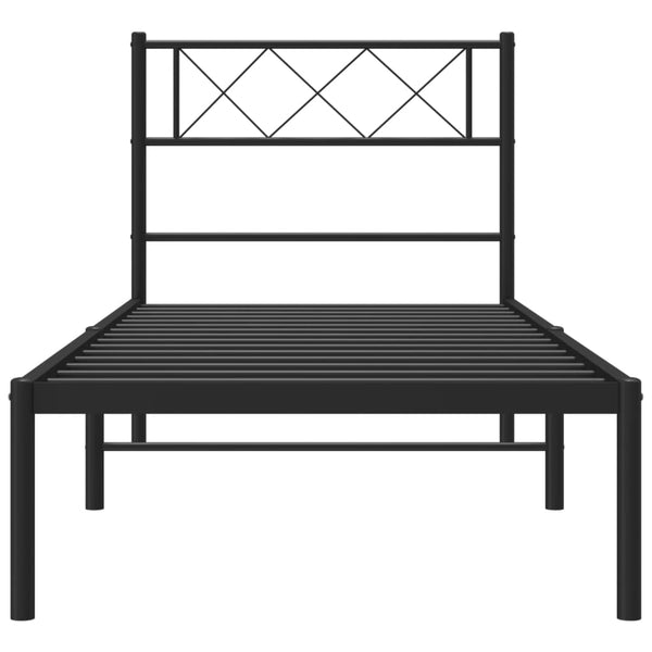 Musta metallinen sängynrunko päädyllä Ciuciu 75x190cm