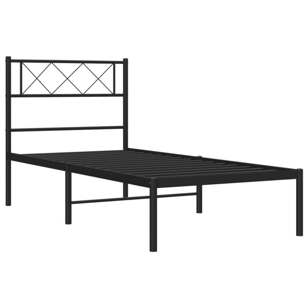 Musta metallinen sängynrunko päädyllä Ciuciu 75x190cm