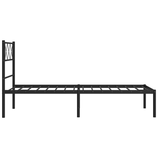 Musta metallinen sängynrunko päädyllä Ciuciu 75x190cm