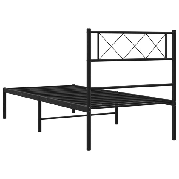 Musta metallinen sängynrunko päädyllä Ciuciu 75x190cm