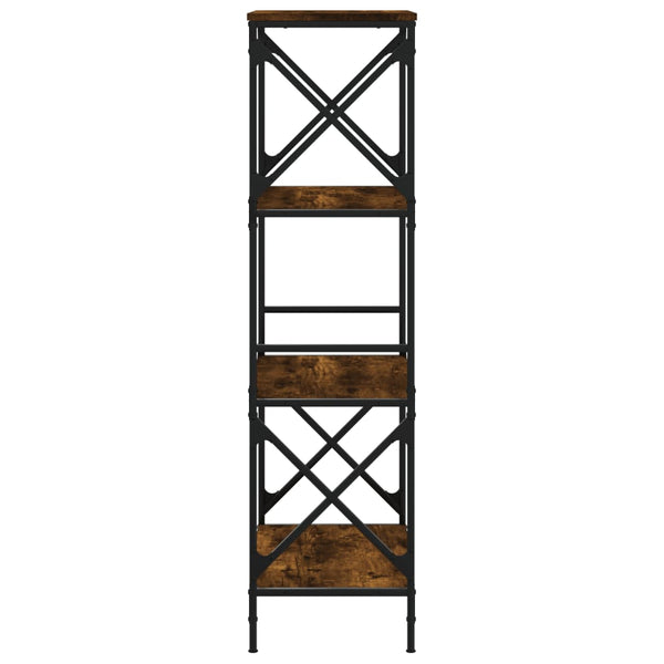 Kirjahylly 4 kerrosta savutammi 59x35x132 cm tekninen puu