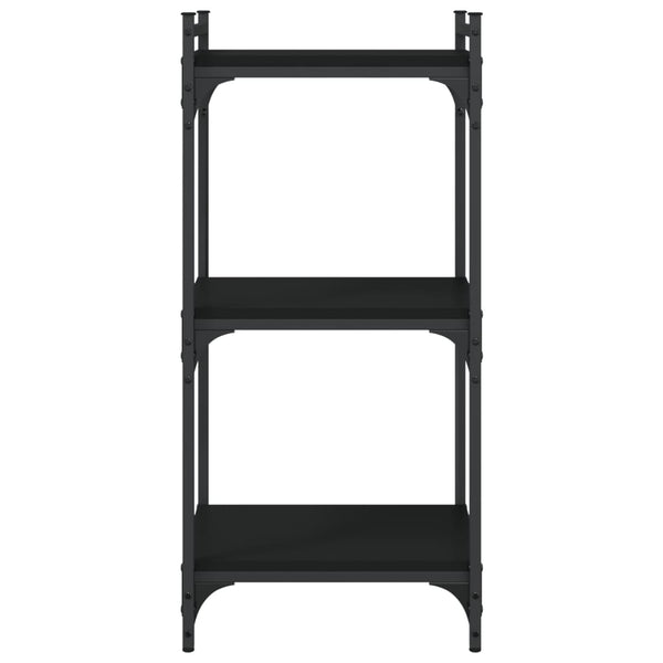 Kirjahylly 3 kerrosta musta 40x30x86 cm tekninen puu