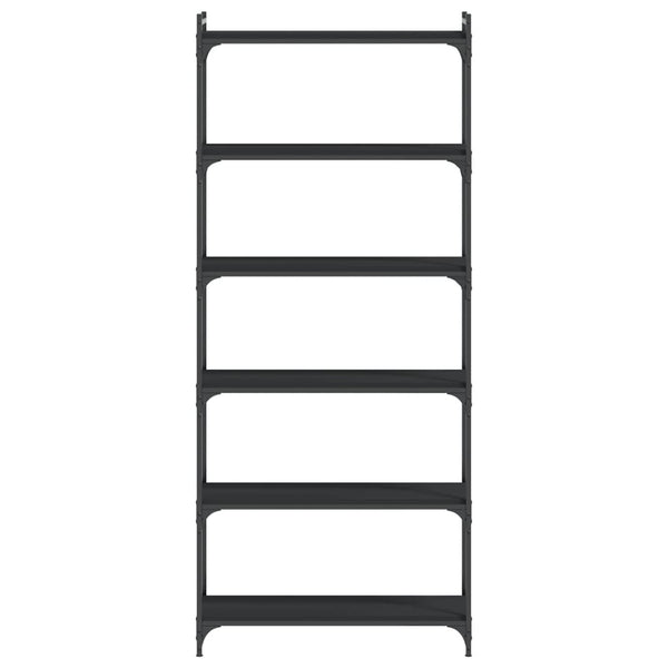 Kirjahylly 6 kerrosta musta 80x30x188 cm tekninen puu