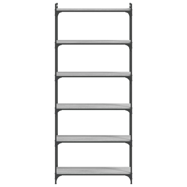 Kirjahylly 6 kerrosta harmaa Sonoma 80x30x188 cm tekninen puu