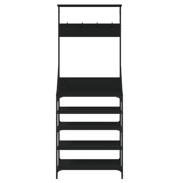 Naulakko kenkätelineellä musta 70x34x184 cm