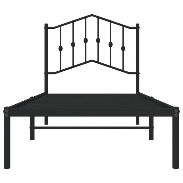 Musta metallinen sängynrunko päädyllä Pichen 80x200cm