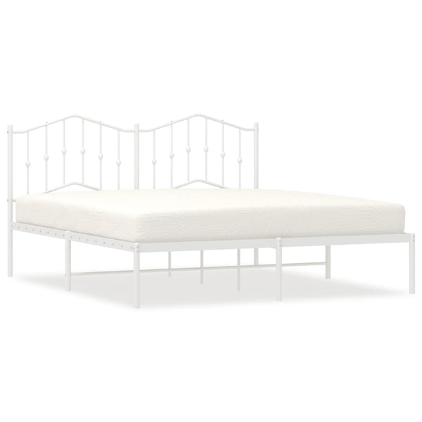 Metallinen sängynrunko päädyllä valkoinen 183x213 cm