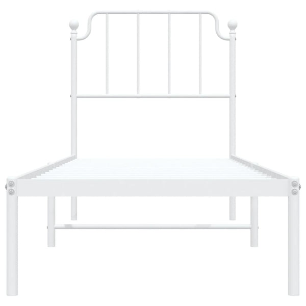 Valkoinen metallisängynrunko ilman patjaa päätylevy Siegfried 75x190cm