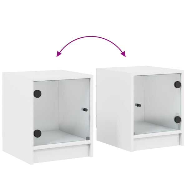 Yöpöytä lasiovilla valkoinen 35x37x42 cm