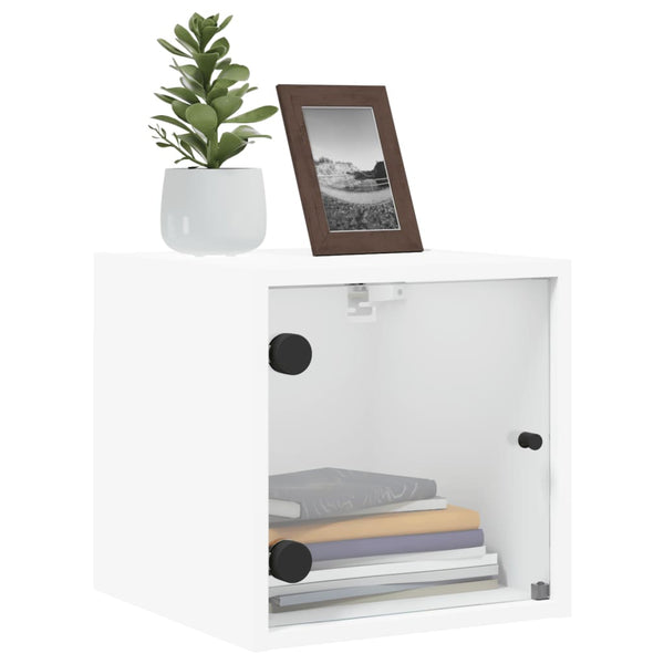 Yöpöytä lasiovella valkoinen 35x37x35 cm