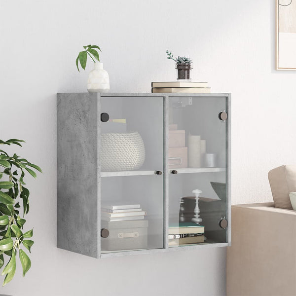 Seinäkaappi lasiovilla betoninharmaa 68x37x68,5 cm