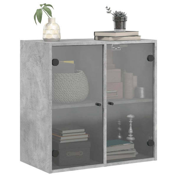 Seinäkaappi lasiovilla betoninharmaa 68x37x68,5 cm