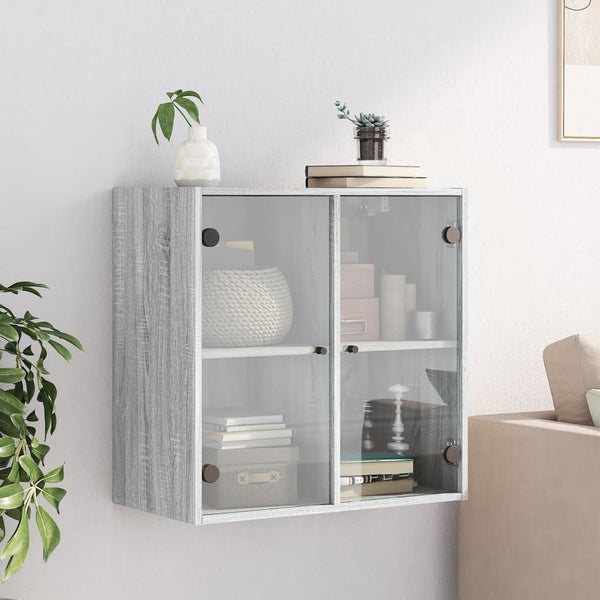 Harmaa seinäkaappi Mitruca 68x37x68,5cm (lasiovilla sonoma)
