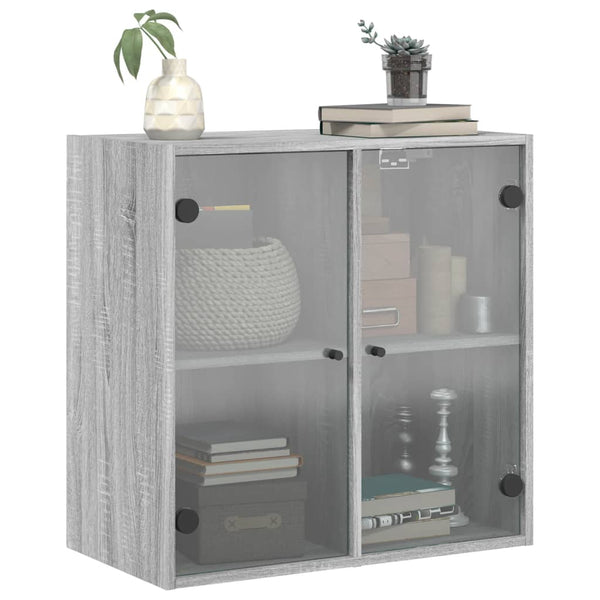 Harmaa seinäkaappi Mitruca 68x37x68,5cm (lasiovilla sonoma)