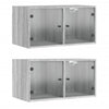 Seinäkaapit lasiovilla 2 kpl harmaa Sonoma 68,5x37x35 cm