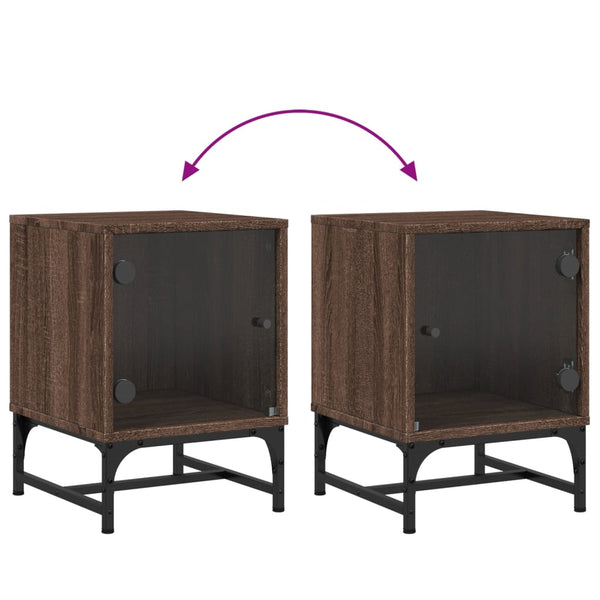 Yöpöytä lasiovella ruskea tammi 35x37x50 cm