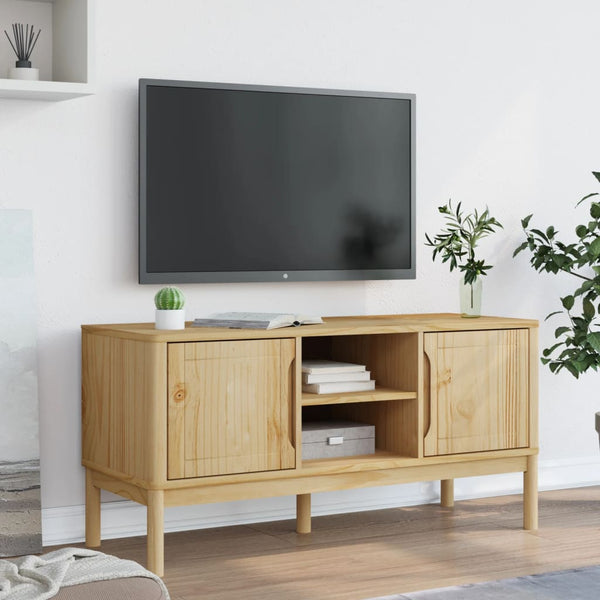 TV-taso FLORO vahanruskea 114x43x55 cm täysi mänty