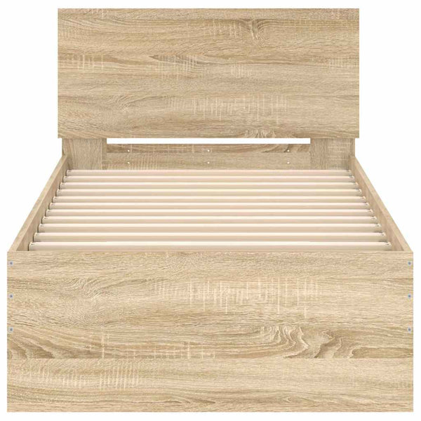 Sonoma-tammi sängynrunko päädyllä Dariu 90x200cm (puinen)