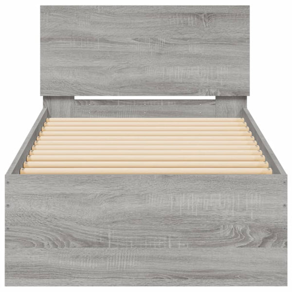Harmaa sängynrunko päädyllä Dariu 90x190cm (puinen)
