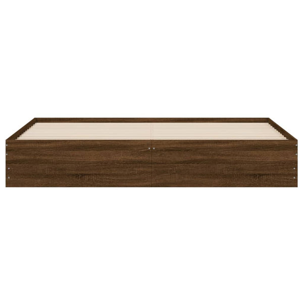 Sängynrunko laatikoilla ruskea tammi 200x200 cm tekninen puu