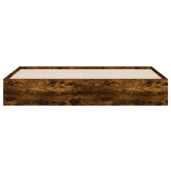 Sängynrunko laatikoilla savutammi 180x200 cm tekninen puu