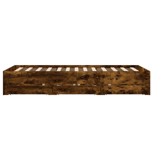 Sängynrunko laatikoilla savutammi 120x200 cm tekninen puu