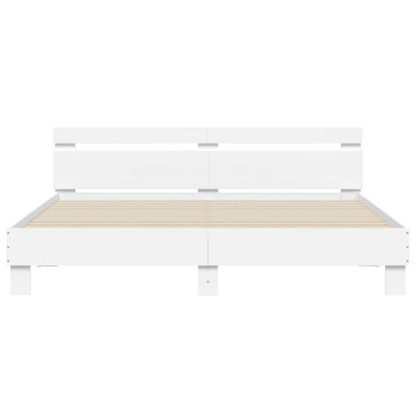 Sängynrunko päädyllä valkoinen 180x200 cm tekninen puu