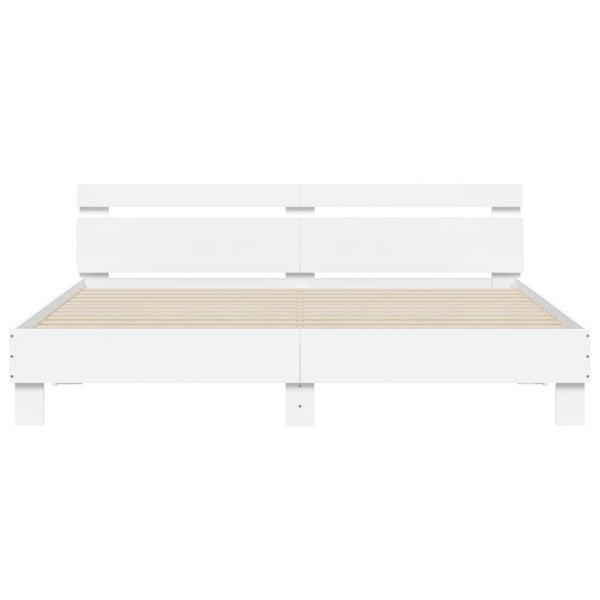 Sängynrunko päädyllä valkoinen 160x200 cm tekninen puu