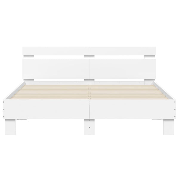 Sängynrunko päätylevyllä valkoinen 150x200 cm tekninen puu
