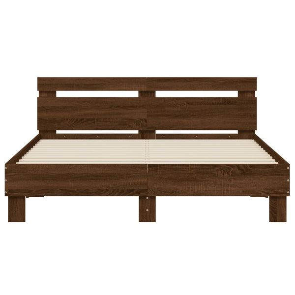 Sängynrunko päätylevyllä ruskea tammi 140x190 cm tekninen puu