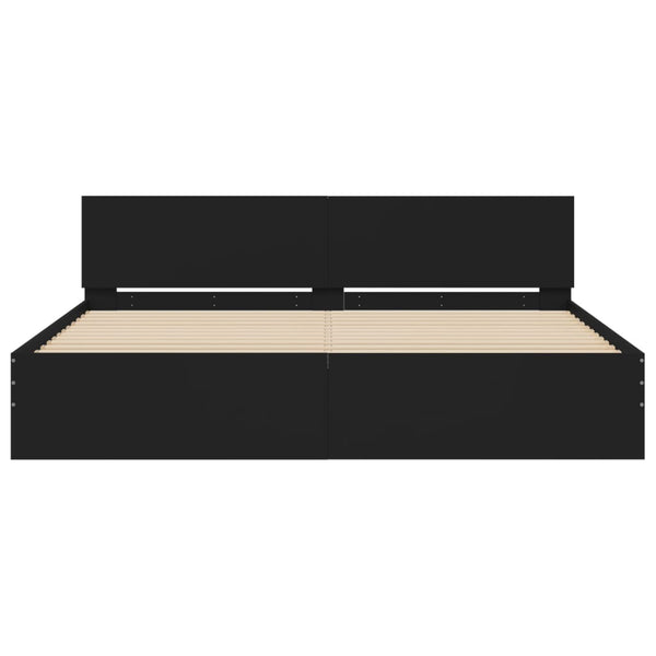 Sängynrunko päädyllä musta 200x200 cm