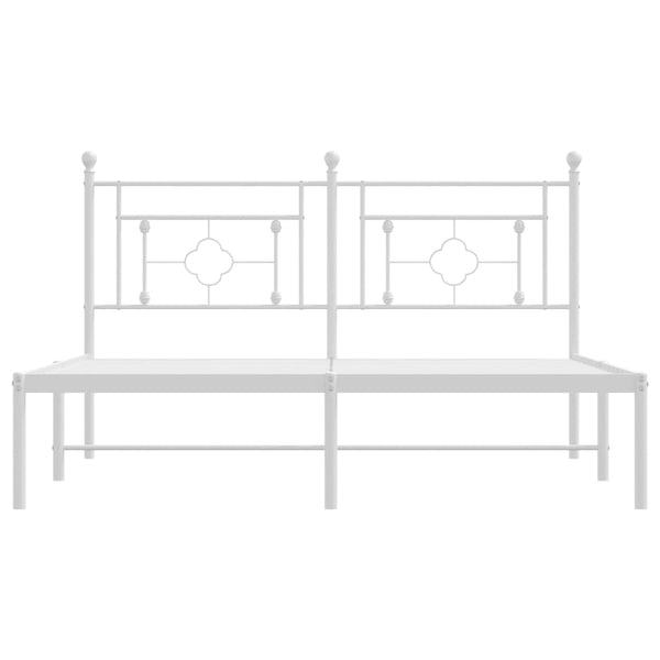 Valkoinen metallinen sängynrunko päädyllä Hartia 160x200cm
