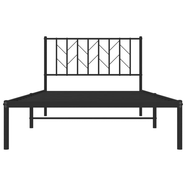 Metallinen sängynrunko päädyllä musta 107x203 cm