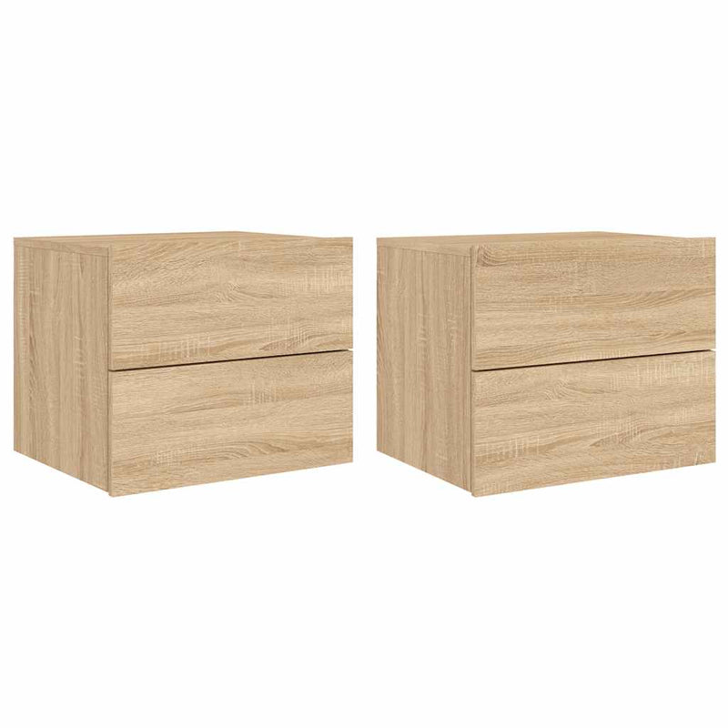 Sonoma tammi seinäkiinnitettävät yöpöydät Salahedin (led-valoilla 2 kpl)