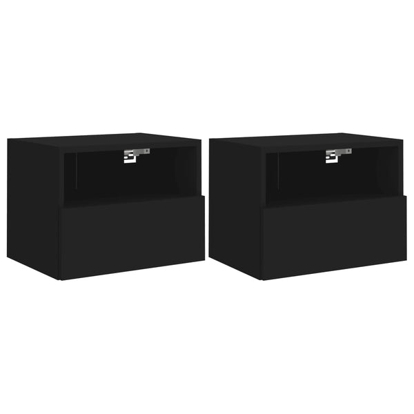 TV-seinäkaapit 2 kpl musta 40x30x30 cm tekninen puu