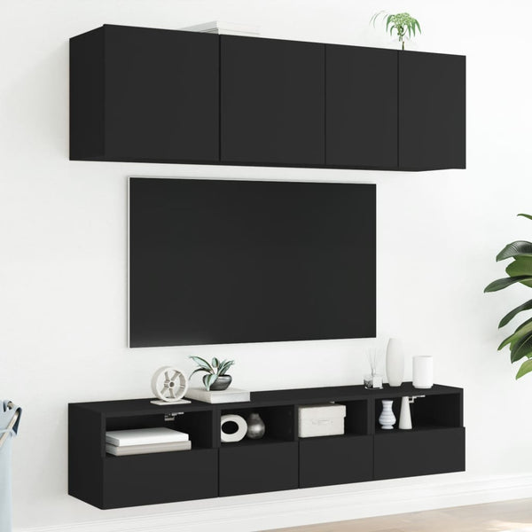 TV-seinäkaapit 2 kpl musta 40x30x30 cm tekninen puu